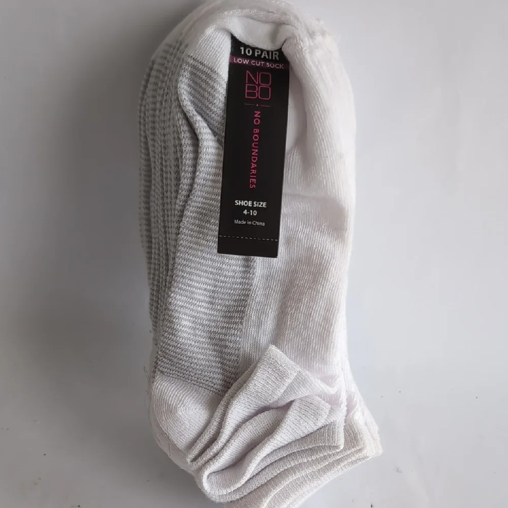 No Boundaries White Low Cut Casual Socks - 10 Pack Women's New Size 4-10